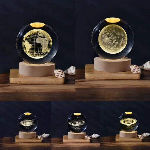 3D Ball Crystal Glass LED Table Lamp